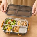 Lunch Box 4 Compartiments en Acier Inoxydable SUS304 – 25 × 17 × 6 cm - Bleu