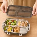 Lunch Box 4 Compartiments en Acier Inoxydable SUS304 – 25 × 17 × 6 cm - Vert