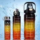 Set de 3 Gourdes Sans BPA – 2000 ml + 900 ml + 300 ml avec Paille et Poignée - Noir 