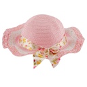 Chapeau avec ruban fleuri pour enfant Rose bébé