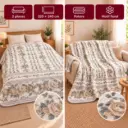 Couverture Plaid Polaire 2 Places 220 × 240 cm – Motif Floral Beige