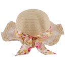 Chapeau avec ruban fleuri pour enfant Beige