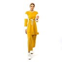 Jogging  2 pièces pour femme voilée Jaune avec bandes blanches-0