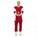 Jogging  2 pièces pour femme voilée Rouge bordeaux avec bandes blanches-0