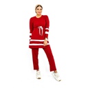Jogging  2 pièces pour femme voilée Rouge bordeaux avec deux bandes blanches-0